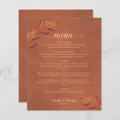 Elegant Terracotta Leaves Budget Wedding Menu (Voorkant / Achterkant)