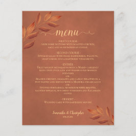 Elegant Terracotta Leaves Budget Wedding Menu
