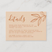 Elegant Terracotta met Leaves Boho Wedding Detail Informatiekaartje (Voorkant)
