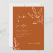 Elegant Terracotta met Leaves Boho Wedding Foto Kaart (Voorkant)