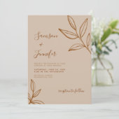 Elegant Terracotta met Leaves Boho Wedding Kaart (Staand voorkant)
