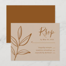 Elegant Terracotta met Leaves Boho Wedding RSVP