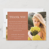 Elegant Terracotta Minimal Clean Photo Afstuderen Bedankkaart (Voorkant)