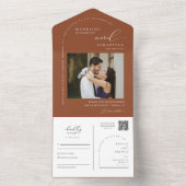 Elegant Terracotta Minimale Arch QR Code Foto All In One Uitnodiging (Binnen)