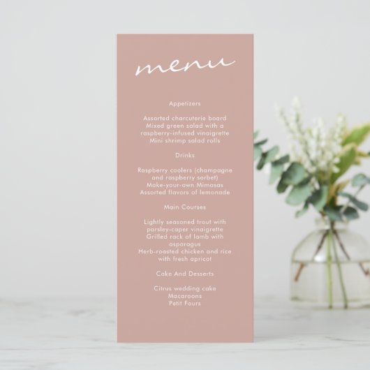 Elegant Terracotta Minimalist Wedding Menu (Staand voorkant)