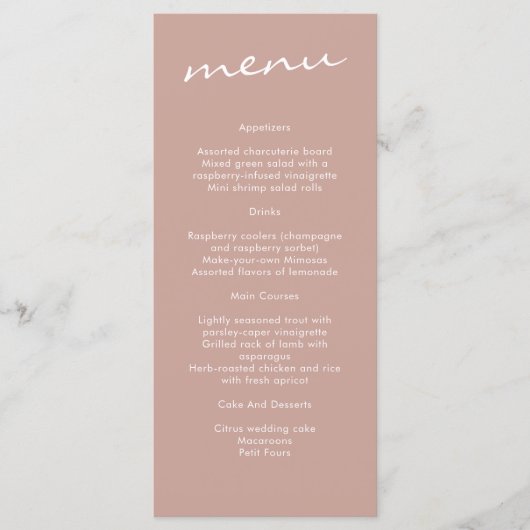 Elegant Terracotta Minimalist Wedding Menu (Voorkant)