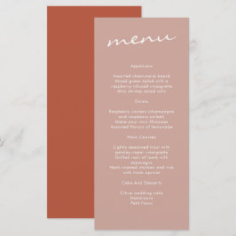 Elegant Terracotta Minimalist Wedding Menu