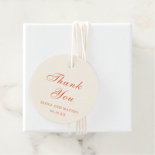 Elegant Terracotta Modern Classic Wedding Bedankjes Labels (In situ)