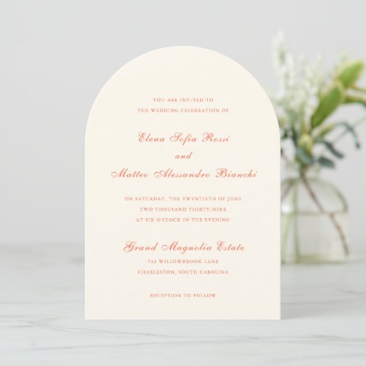 Elegant Terracotta Modern Classic Wedding Kaart (Staand voorkant)