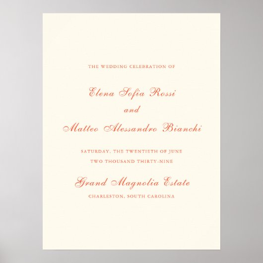 Elegant Terracotta Modern Classic Wedding Poster (Voorkant)