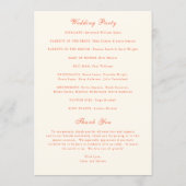 Elegant Terracotta Modern Classic Wedding Programmakaart (Achterkant)