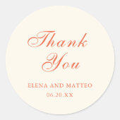 Elegant Terracotta Modern Classic Wedding Ronde Sticker (Voorkant)