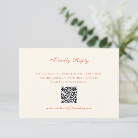 Elegant Terracotta Modern Classic Wedding RSVP Kaartje (Staand voorkant)