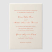 Elegant Terracotta Modern Classic Wedding Vellum Uitnodigingen (Voorkant)