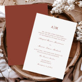 Elegant Terracotta Monogram Bruiloft Kaart