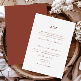 Elegant Terracotta Monogram Bruiloft Kaart