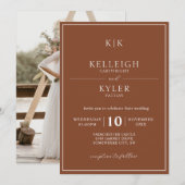 Elegant Terracotta Monogram Foto Bruiloft Kaart (Voorkant / Achterkant)