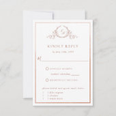 Elegant terracotta monogram met Waterverf RSVP Kaartje (Voorkant)