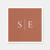Elegant Terracotta Monogram Minimalistisch Servet (Voorkant)