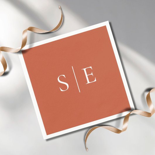 Elegant Terracotta Monogram Minimalistisch Servet