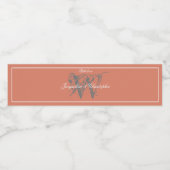 Elegant Terracotta Monogram + Names Cute Wedding Waterfles Etiket (Enkel label)