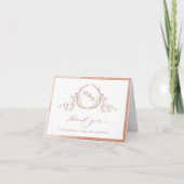 Elegant Terracotta Monogram, Waterverf Wedding Bedankkaart (Voorkant)