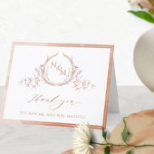 Elegant Terracotta Monogram, Waterverf Wedding Bedankkaart