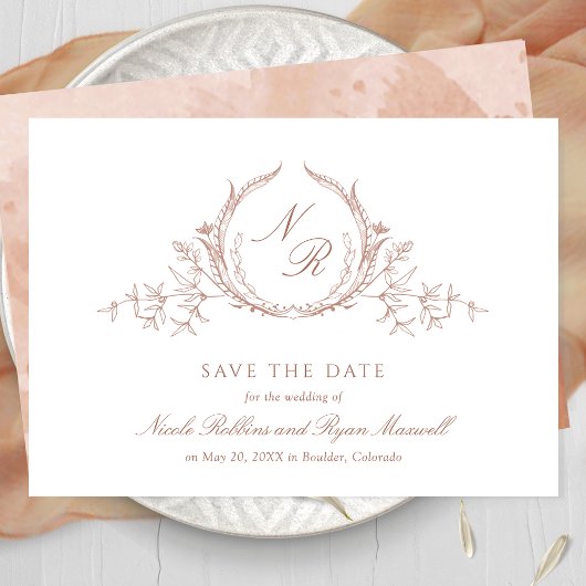 Elegant Terracotta Monogram Wedding Calligrafie Save The Date