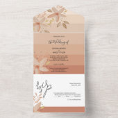 Elegant Terracotta Ombre Waterverf Flowers All In One Uitnodiging (Binnen)