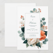 Elegant Terracotta Orange Eucalyptus Floral Kaart (Voorkant / Achterkant)
