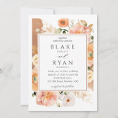 Elegant Terracotta, Peach, Blush Botanical Wedding Kaart (Voorkant)