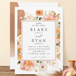 Elegant Terracotta, Peach, Blush Botanical Wedding Kaart