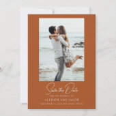 Elegant Terracotta Photo Wedding Save The Date (Voorkant)