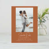 Elegant Terracotta Photo Wedding Save The Date (Staand voorkant)
