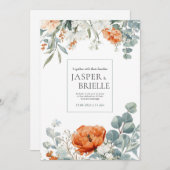 Elegant Terracotta Poppy Eucalyptus Watercolor Kaart (Voorkant / Achterkant)