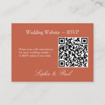 Elegant Terracotta QR Code Website RSVP Card