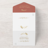 Elegant Terracotta Rust Gold Foliage Wedding Arch All In One Uitnodiging (Buitenkant)