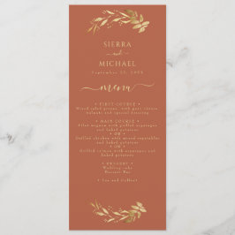 Elegant Terracotta Rust Gold Wedding Reception Menu