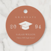 Elegant Terracotta Rust Minimal Simple Afstuderen Bedankjes Labels (Voorkant)