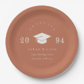 Elegant Terracotta Rust Minimal Simple Afstuderen Papieren Bordje (Voorkant)