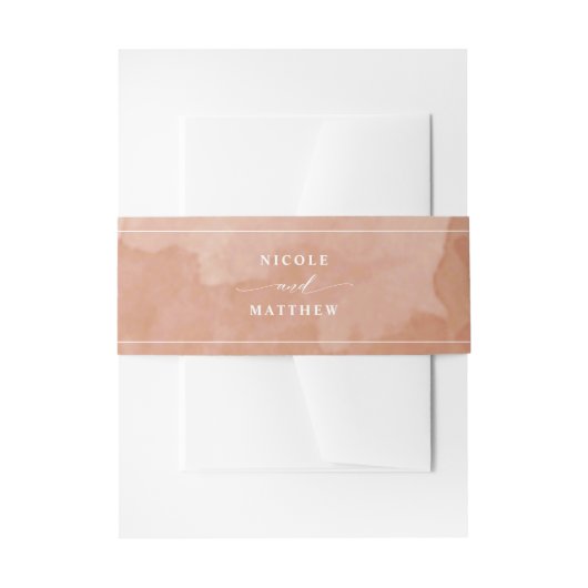 Elegant Terracotta Rust Waterverf, bruiloft Uitnodigingen Wikkel (Voorkant Voorbeeld)