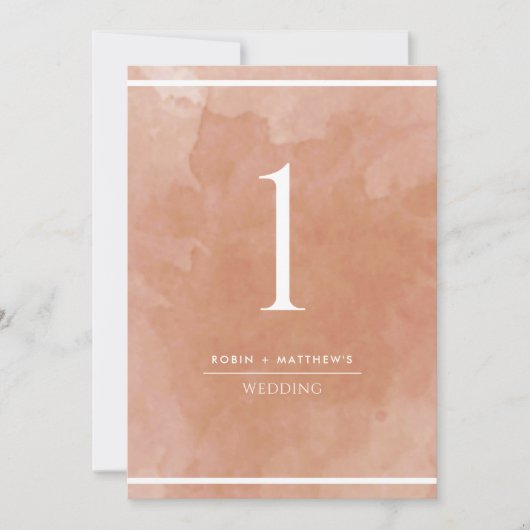 Elegant Terracotta Rust Waterverf Table Number (Voorkant)