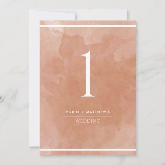 Elegant Terracotta Rust Waterverf Table Number (Achterkant)