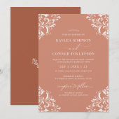 Elegant Terracotta Rust Wedding Kaart (Voorkant / Achterkant)