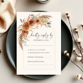 Elegant Terracotta Rustic Fall Floral Wedding  RSVP Kaartje
