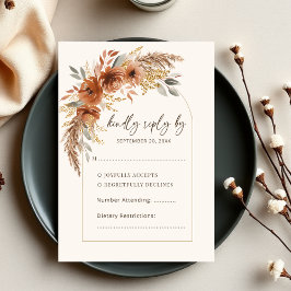 Elegant Terracotta Rustic Fall Floral Wedding  RSVP Kaartje