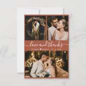 Elegant Terracotta Script 3 Photo Collage Wedding Bedankkaart (Voorkant)