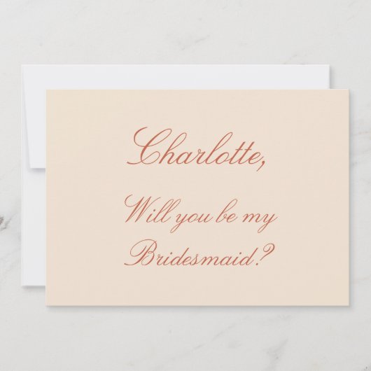 Elegant Terracotta Script Bridesmaid Voorstel Kaart (Voorkant)