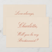 Elegant Terracotta Script Bridesmaid Voorstel Kaart (Voorkant / Achterkant)