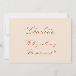 Elegant Terracotta Script Bridesmaid Voorstel Kaart